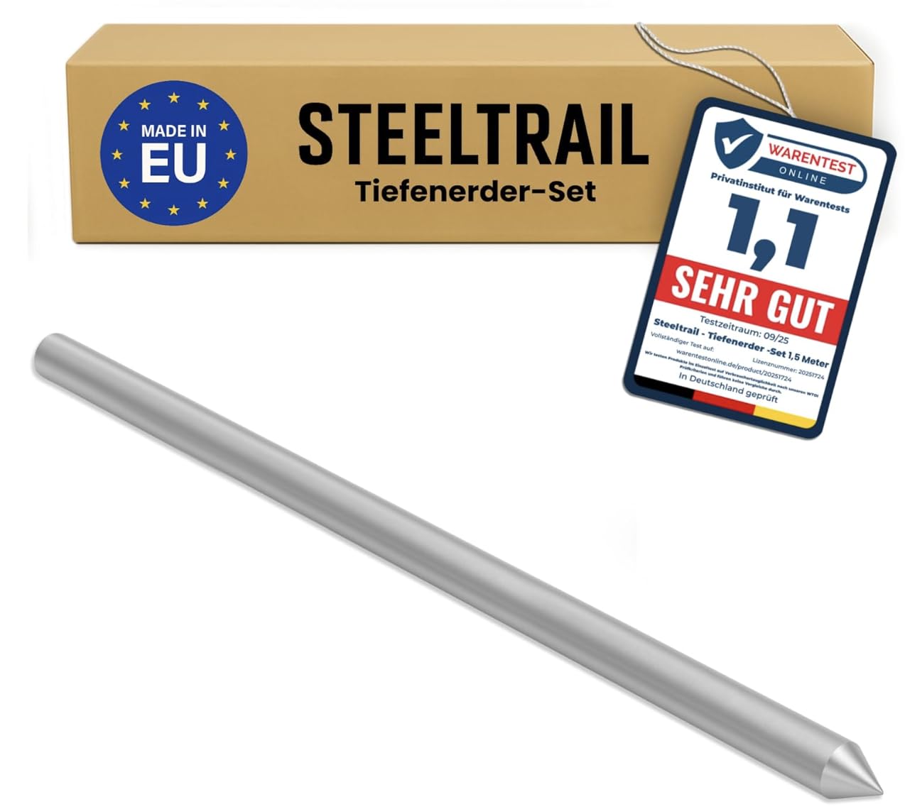 Tiefenerder-Stab V4A 1,5 m / 20 mm mit Spitze – Einzelstab